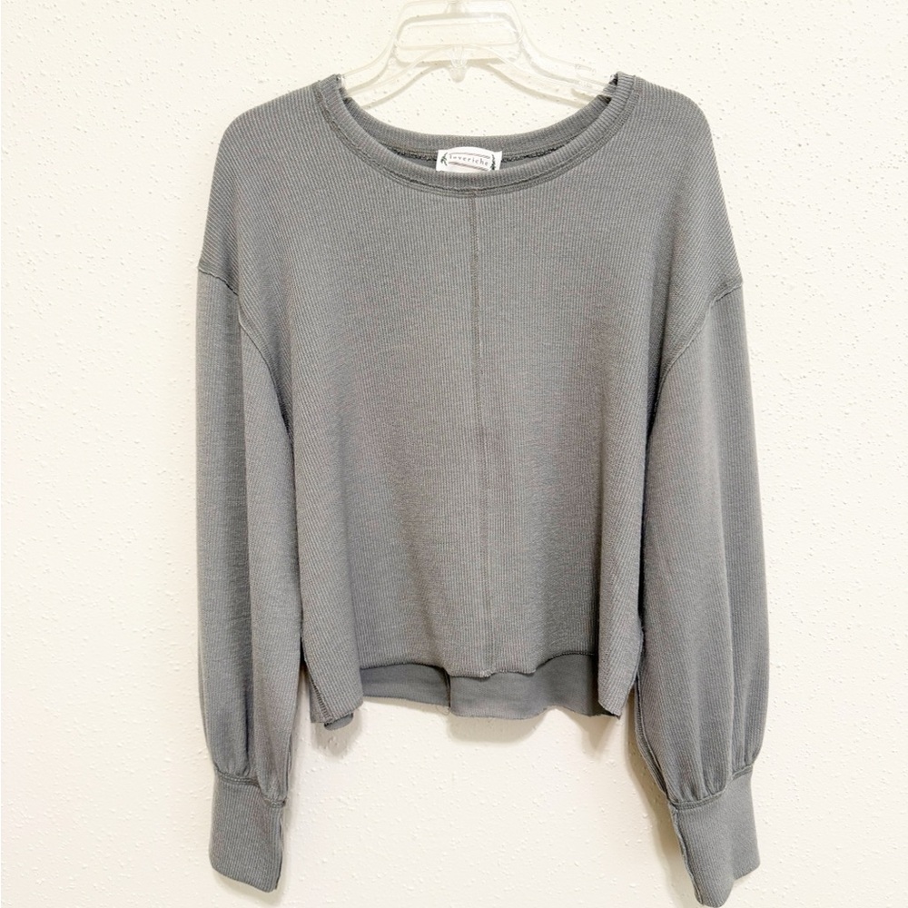 Love Riche Gray Knit Long Sleeve Crop Top